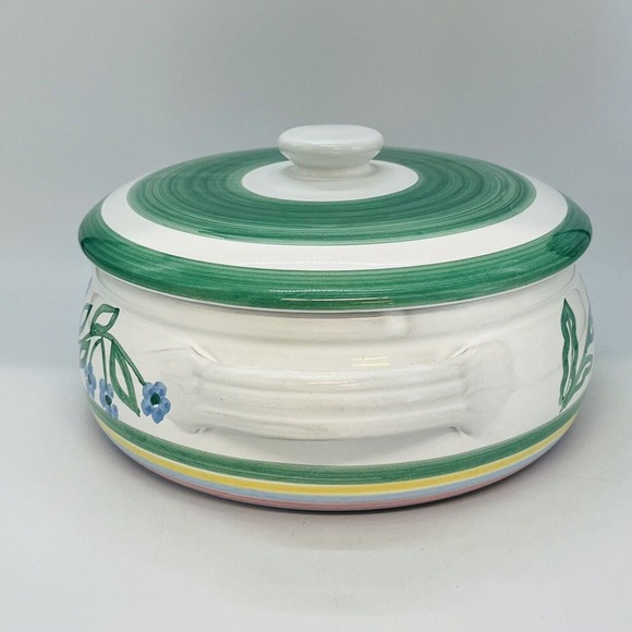 Caleca Italian Pottery Casserole Dish With Lid Spring Flowers Easter Italy - Picture 4 of 15